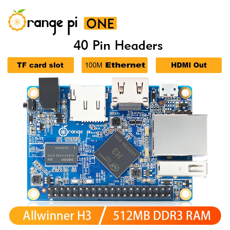 Orange Pi One 512MB RAM Development Board Allwinner H3 Quad Core Single Borad Computer Run Android Ubuntu Debian Onboard Storage