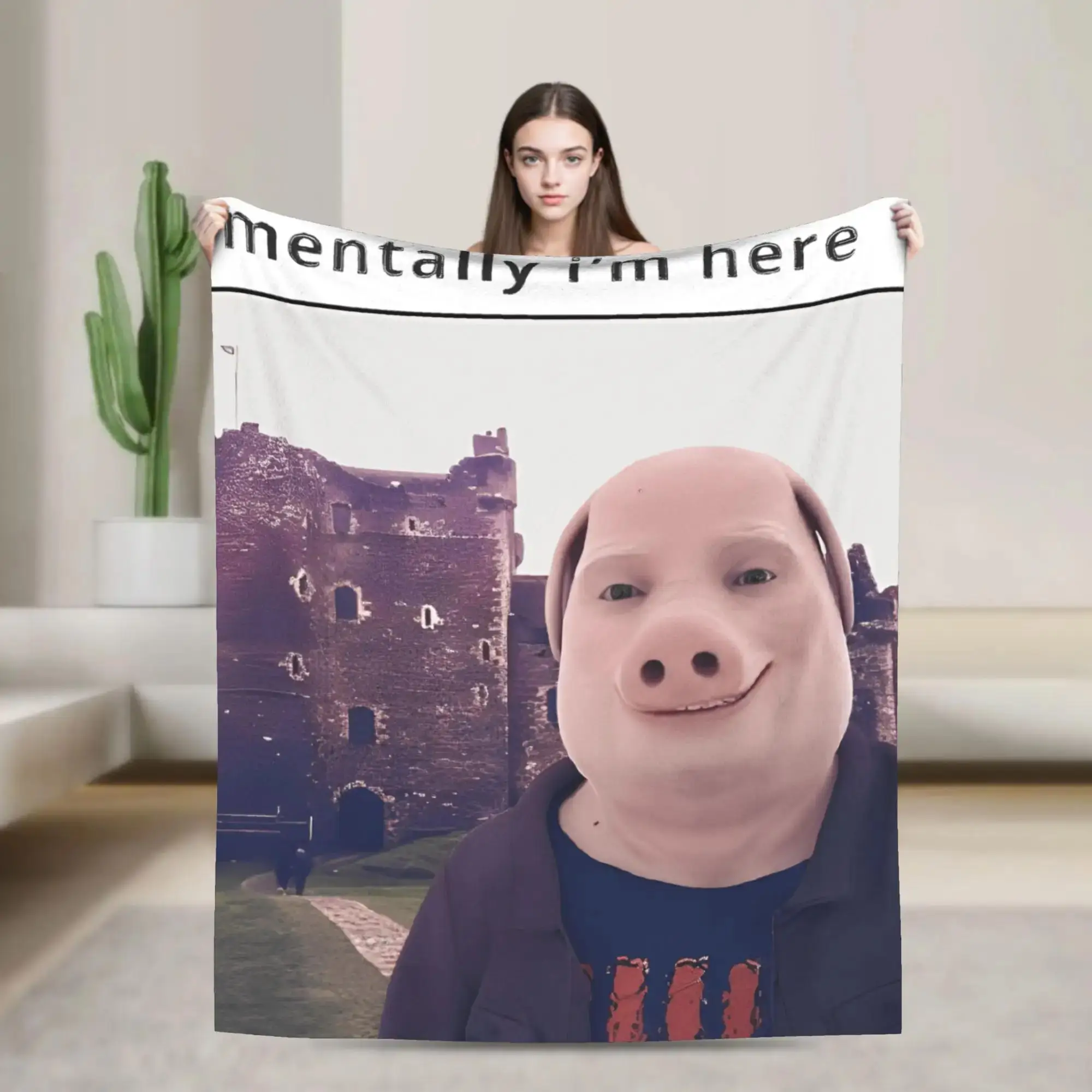 

Плюшевый плед «Ментально я всё ещё с Джоном Порком» для студентов, забавное фланелевое покрывало для дивана, кровати, для использования на улице и в помещении