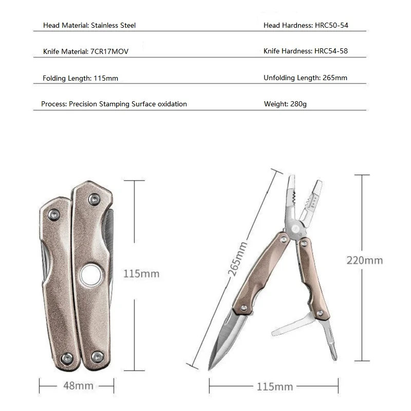 5 In 1 Multi Function Wire Strippable Folding Pliers With Slotted And Phillips Screwdriver For Home Repair Or Out Door Use