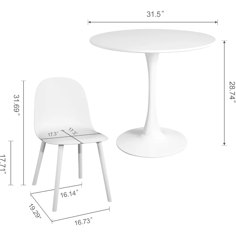 Conjunto de mesa de jantar redonda moderna para 4 com cadeiras na sala de jantar, cozinha pequena, escritório, café, restaurantes