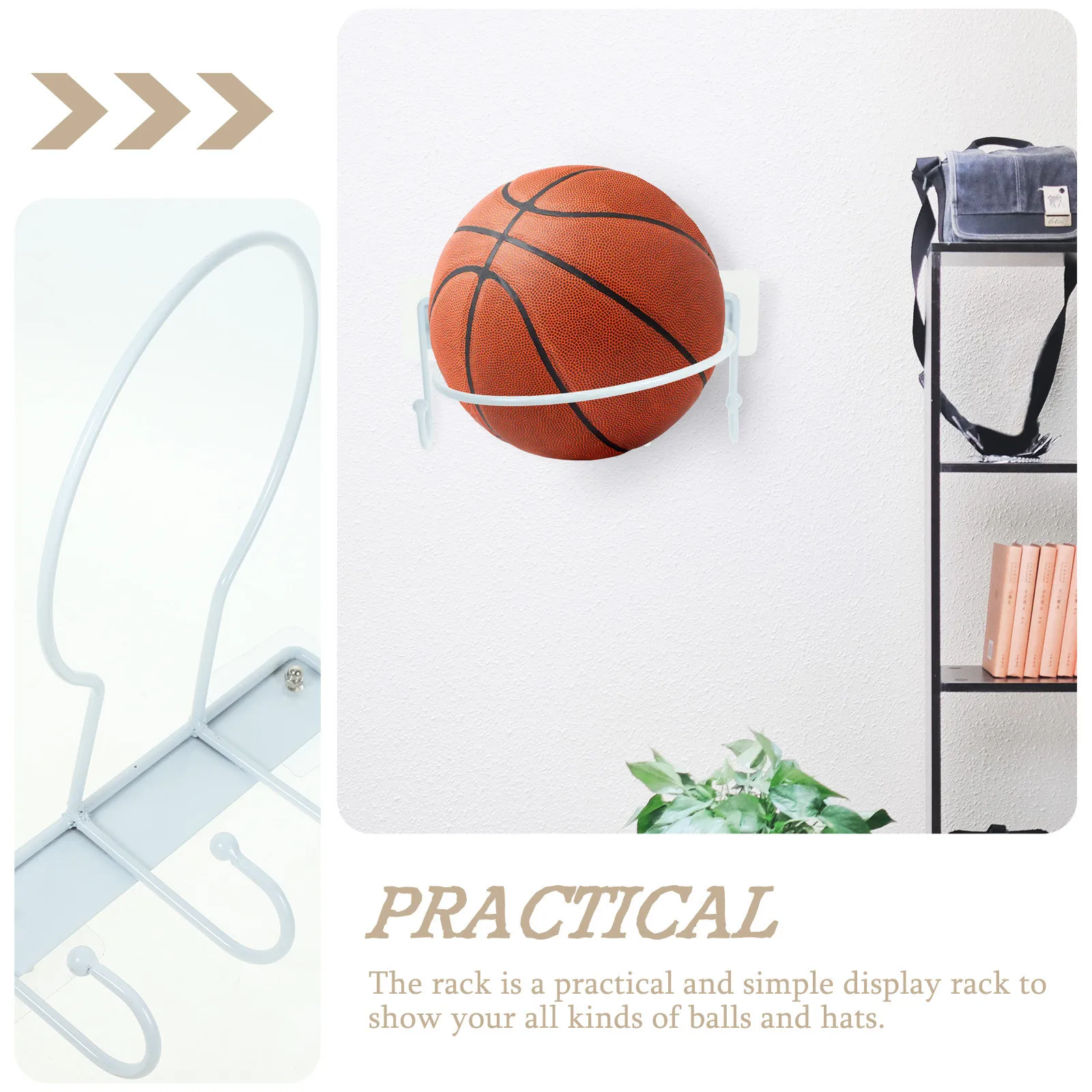 1Set Wall Mount Ball Holder High Display Bracket Sports Ball Storage Rack for Exhibition Mall