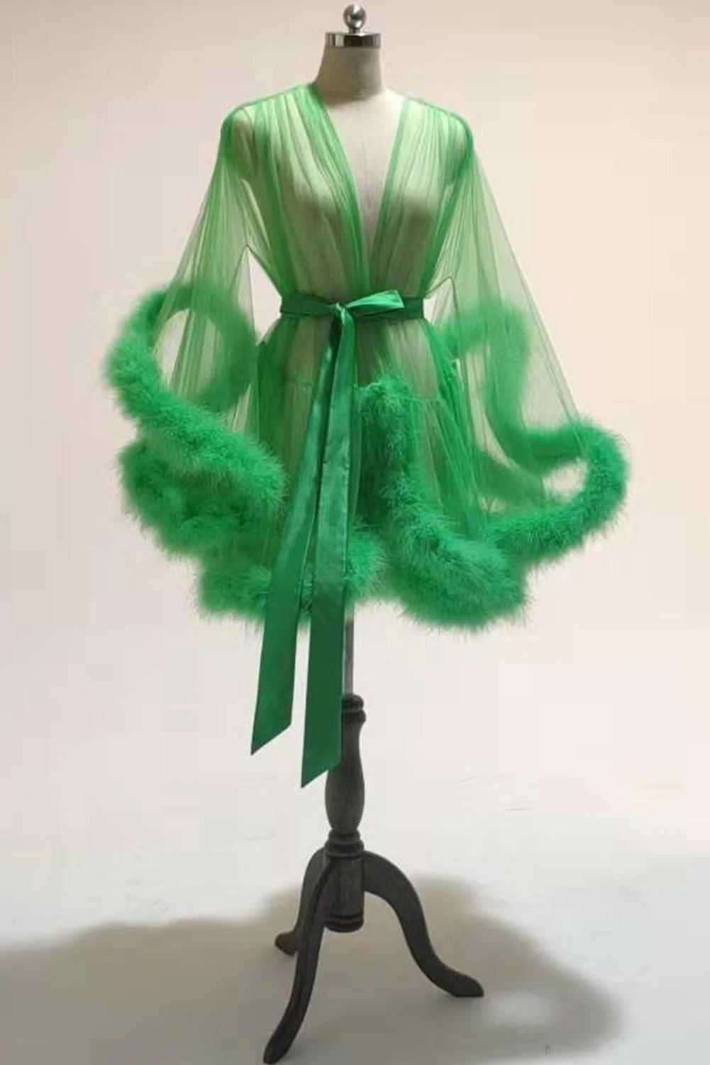 Robe Courte en Plumes pour Patients, Boudoir en Tulle Transparent, Costume d'Anniversaire