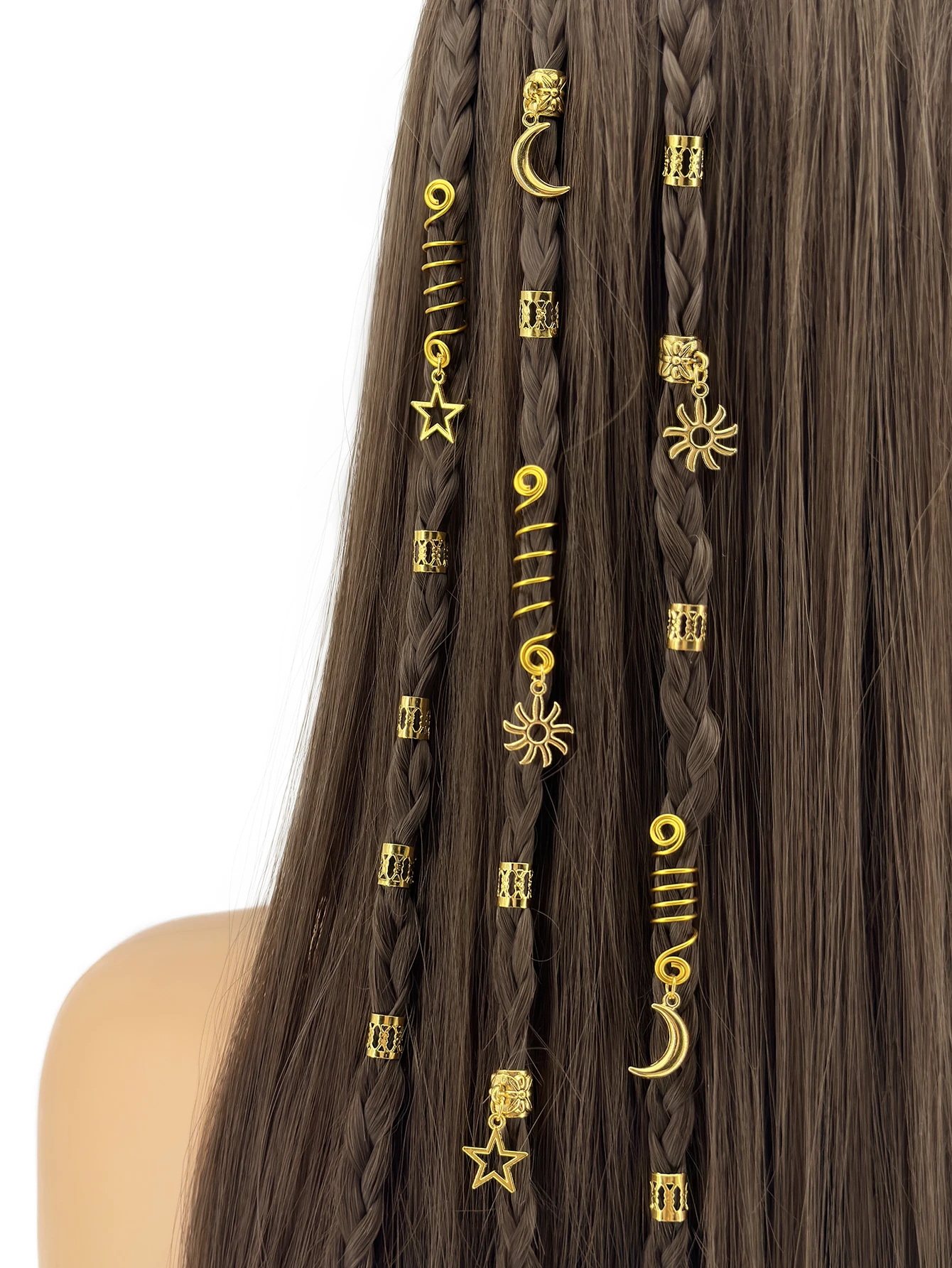 26 قطعة حلقات الشعر Dreadlock الأصفاد قابل للتعديل كليب ضفائر شعر الضفائر القذرة حبة دبوس الشعر إكسسوارات الشعر أغطية الرأس للنساء الفتيات #4