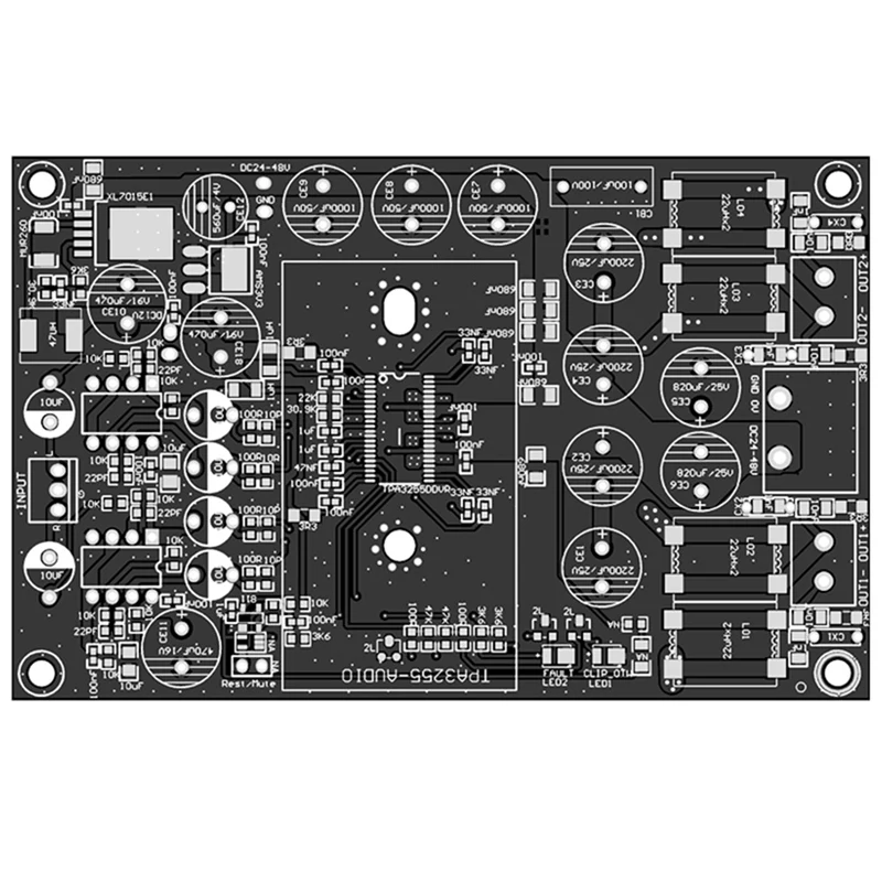 Tpa3255 Hi-Fiデジタルアンプボード、クラスd、黒、300w x 2、1セット