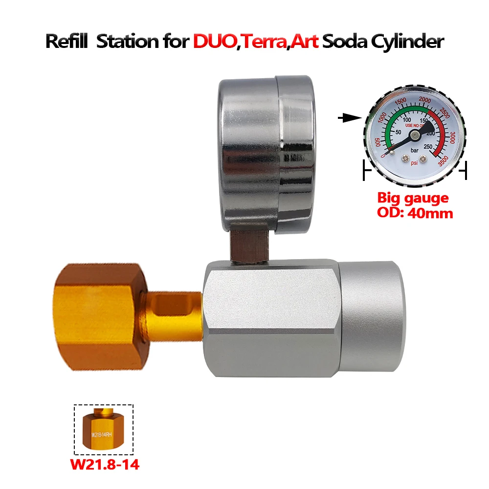 

Адаптер для быстрой заправки розового баллона CO2 для газирования воды, совместимый с баллонами SodaStream, с резьбой W21.8-14