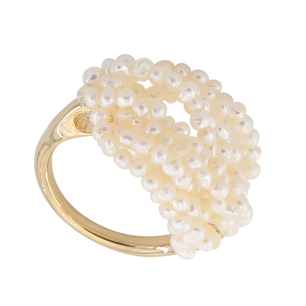 

Delicate Natural Pearl Ring Chic Finger Jewelry Gift Durable Copper Material Exquisite Party Wearable Accessory