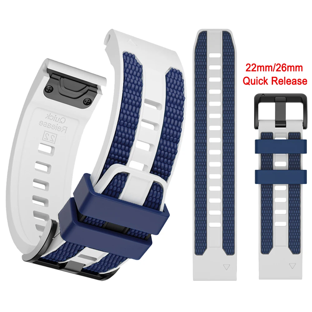 QuickFit 22mm 26mm Two-Tones Silicone Strap For Garmin Fenix 8 Epix Pro Gen 2 47mm 51mm/Fenix 7X 6X 5X 5Plus Bracelet Watchbands