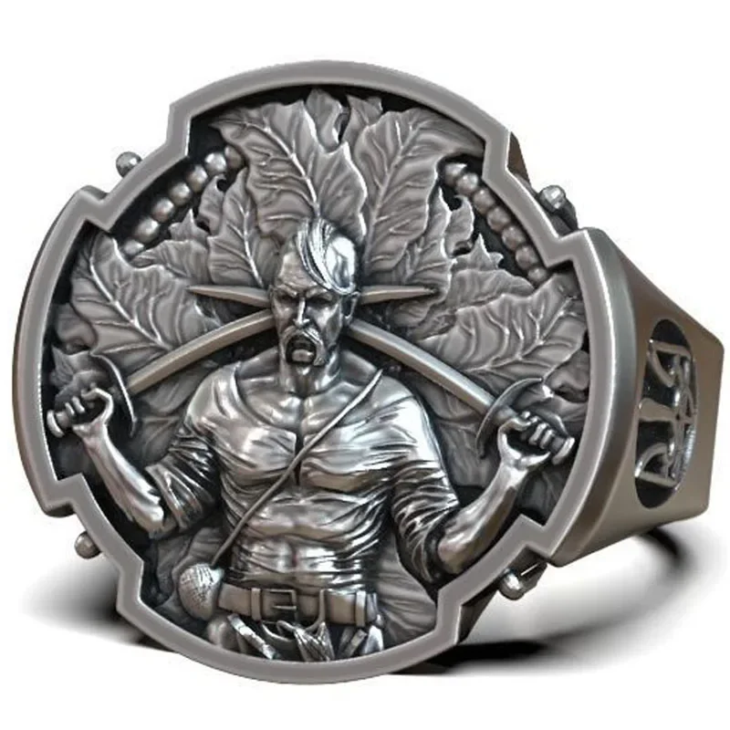 16g Ring Soldier Warrior Cossack Trident Artistic Relief Gifts for Men and Dads  Customized 925 Solid Sterling Silver Ring Many