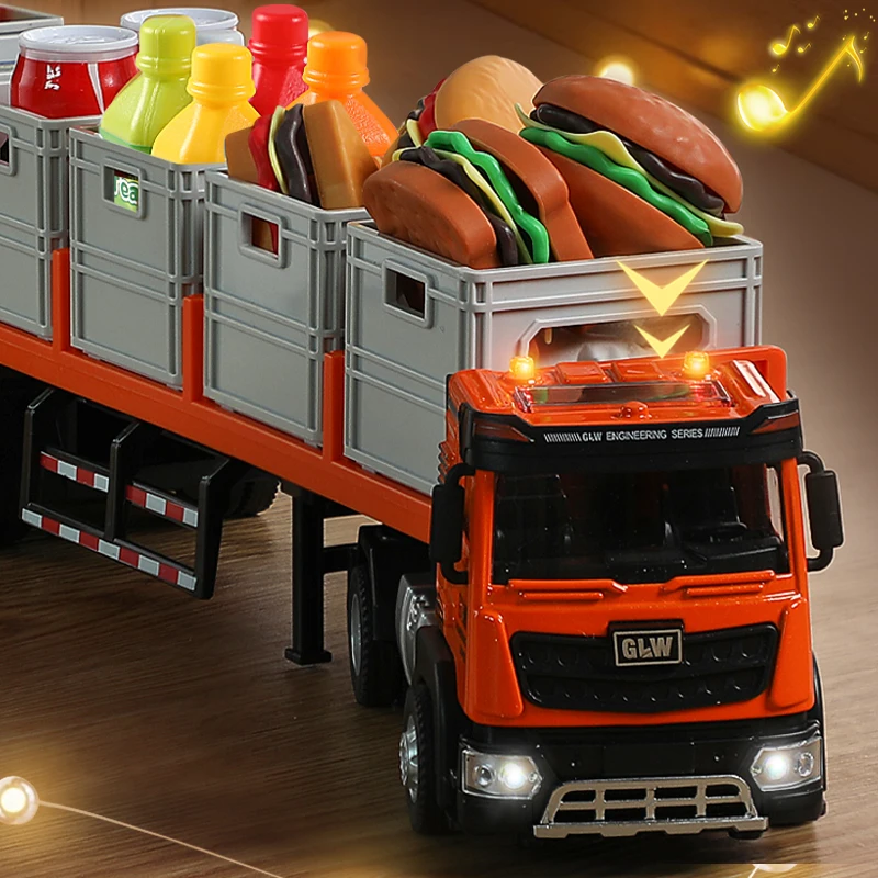 1:40 4Styles Orange Pullback City Transport Truck Urban operation vehicle Cargo Car Alloy Educational Toys for Children Gifts