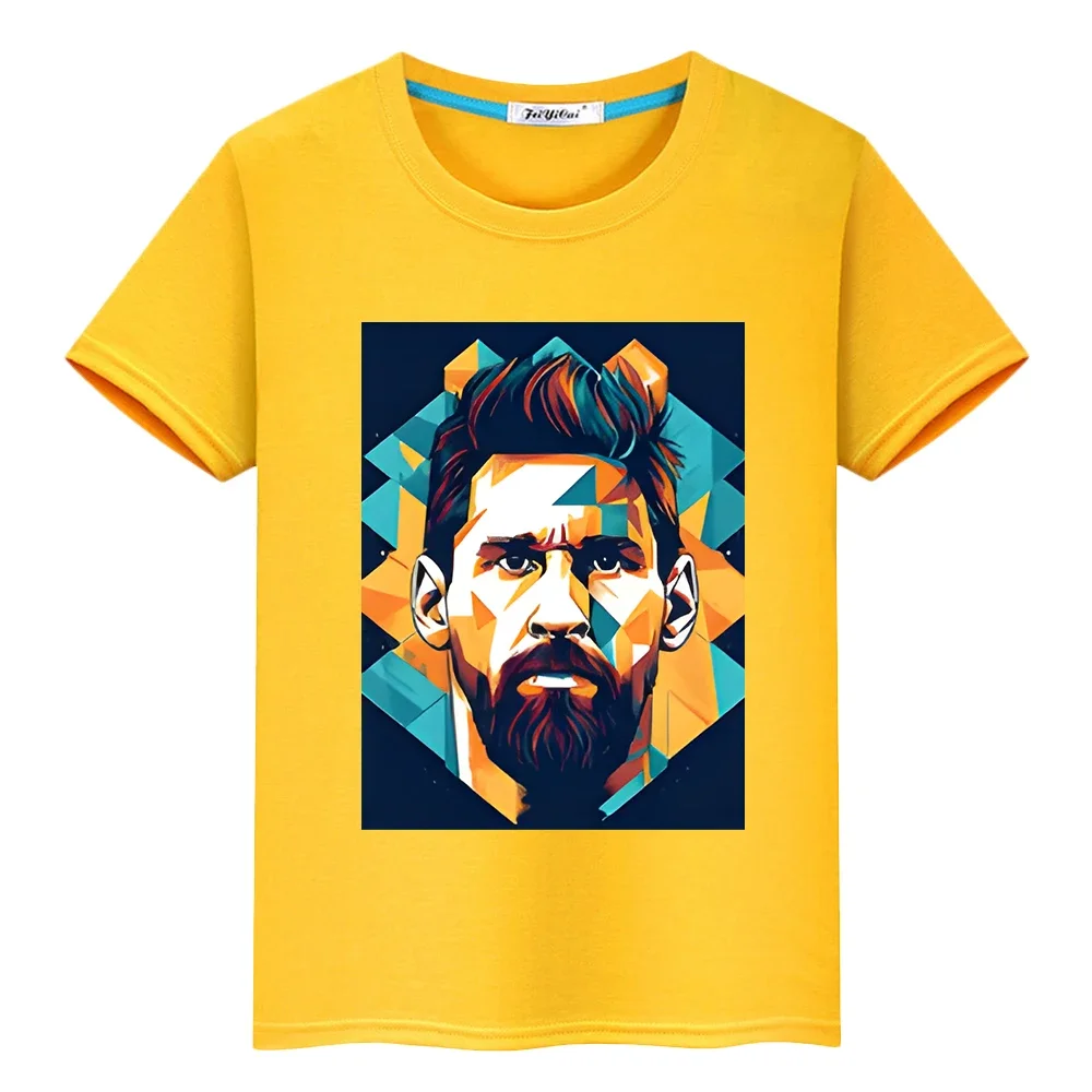 أطفال ملابس الفتيات كرة القدم ميسي الرمزية طباعة 100% القطن تي شيرت عادية قصيرة الكرتون القمم الصبي Kawaii أنيمي تيز y2k قطعة واحدة