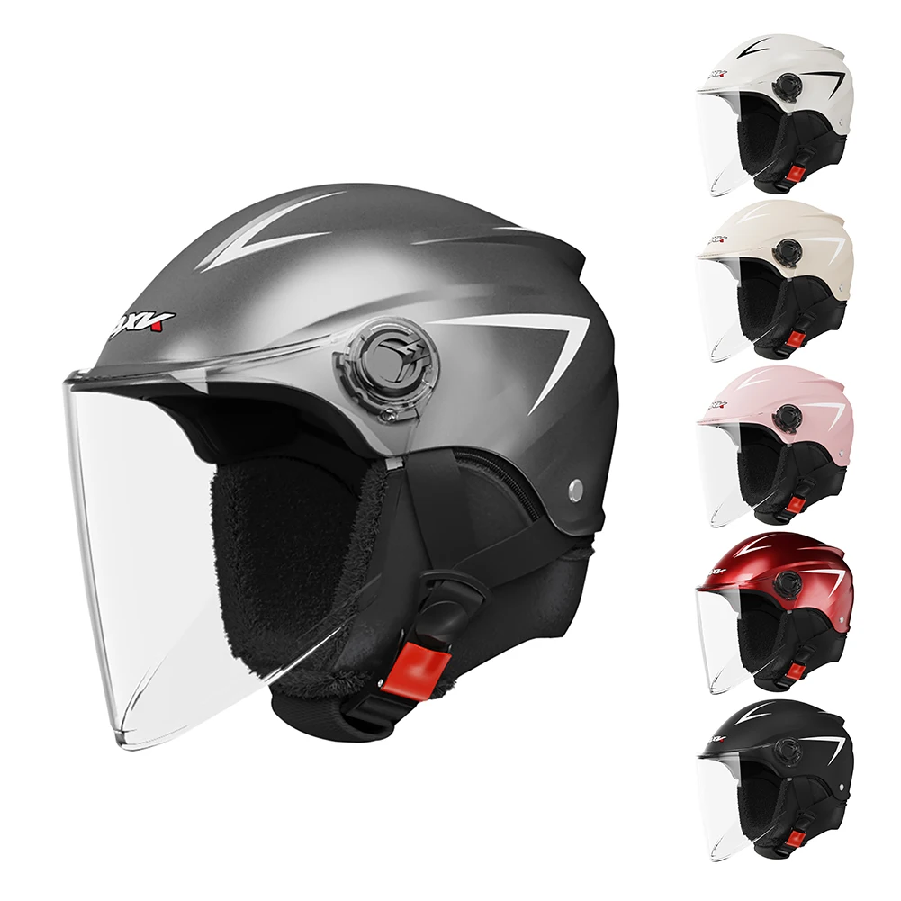 

Motorcycle Helmet For Men Women Quick Release Buckle Adjustable Strap Sun Visor Lens Helmet For Scooter Street Bike