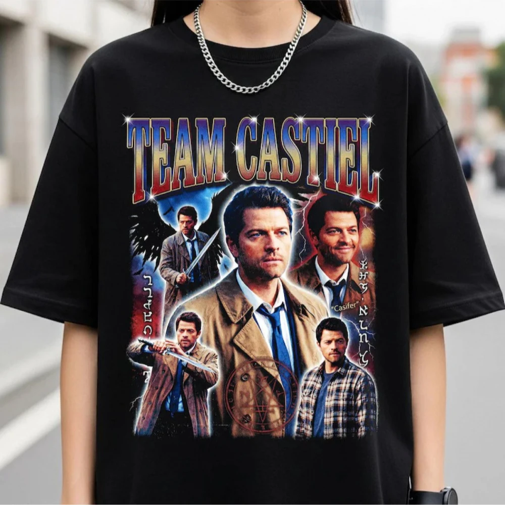 Retro T-shirt, classic pop culture, retro street style, unisex loose fit casual top. Team Castiel Shirt   oversized t shirt