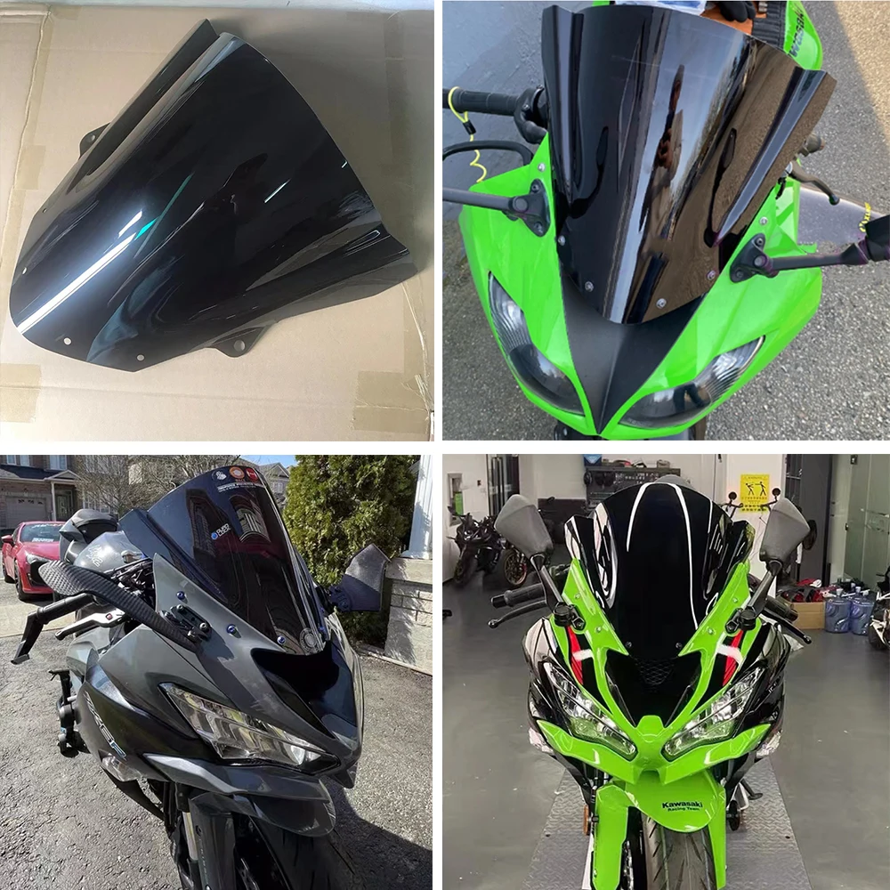 ZX10R Windshield Double Bubble Windscreen Screen For Kawasaki Ninja ZX-10R ZX 10R 2008 2009 2010 ZX6R 2009 -2021 2022 2023 ZX-6R