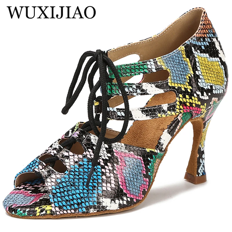 New Snake Print Dance Shoes Women's Latin Dance Shoes Salsa Tango Ballroom High Heels Dance Shoes Wedding Shoes Women