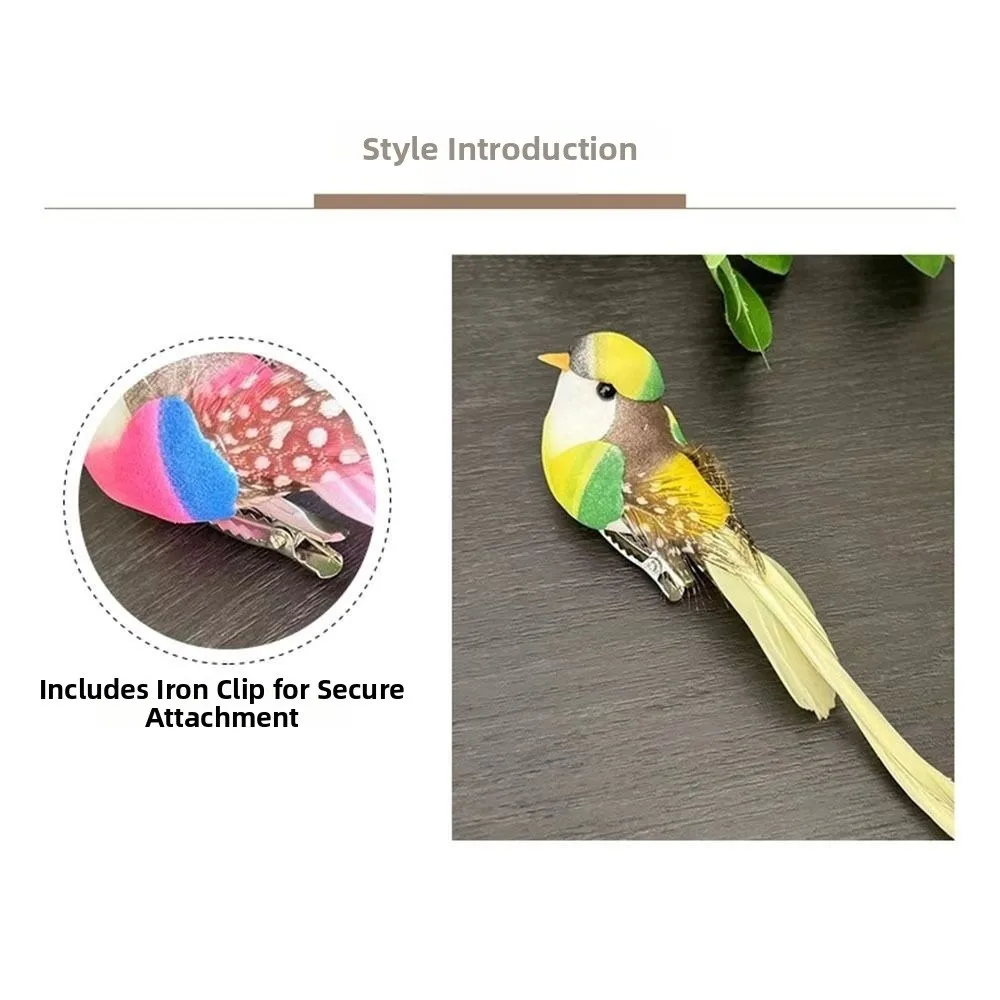 Colorful Simulation Birds with Clip Home Decor Artificial Foam Feathers Birds Photography Props Landscape Decoration Birds Model
