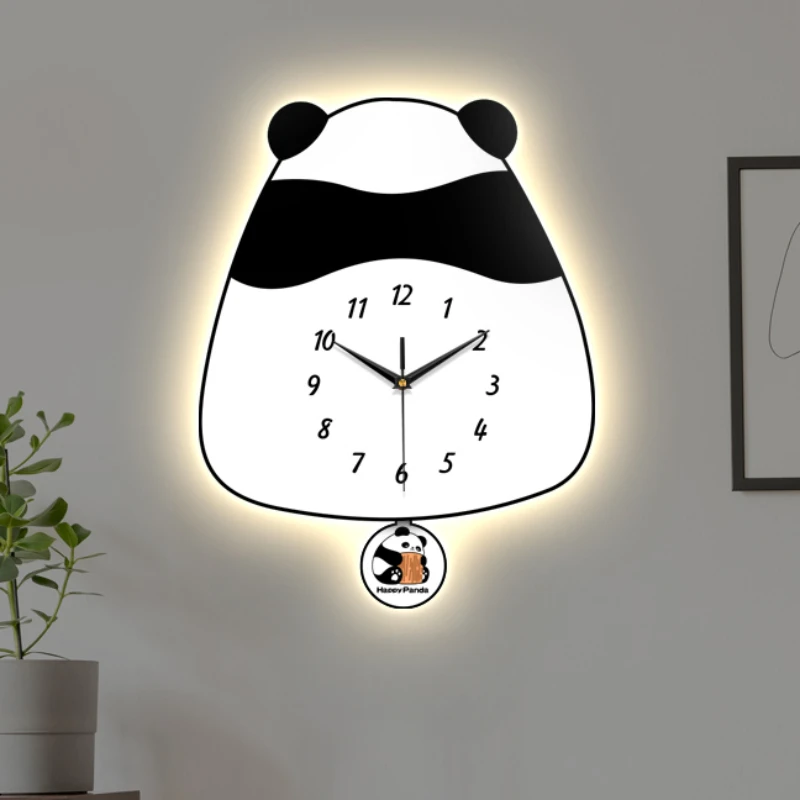 Room Luminous Wall Clock Night Light Girls Modern Cute With Pendulum Wall Clock Battery Powered Girls Reloj De Pared Home Decor