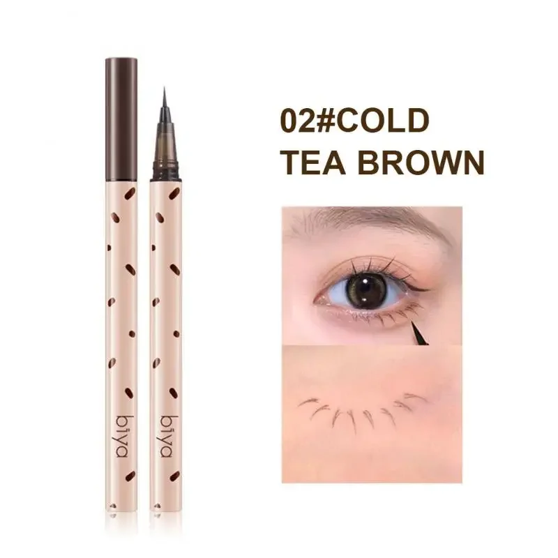 Biya Lying Silkworm Eyeliner Pen Ultrafeiner Wimpernstift Wasserdichter flüssiger Augen-Make-up-Stift Glatte, schnell trocknende Kosmetik