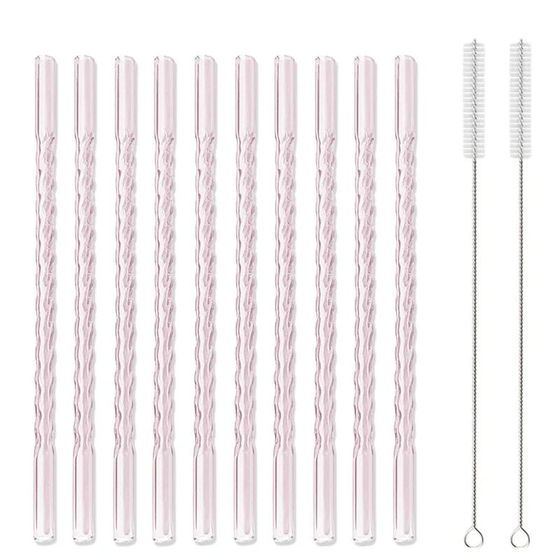 

10Pcs Reusable Glass Straw High Borosilicate Glass Straw Eco Friendly Drinking Straw for Cocktail Smoothie Bar Accessories