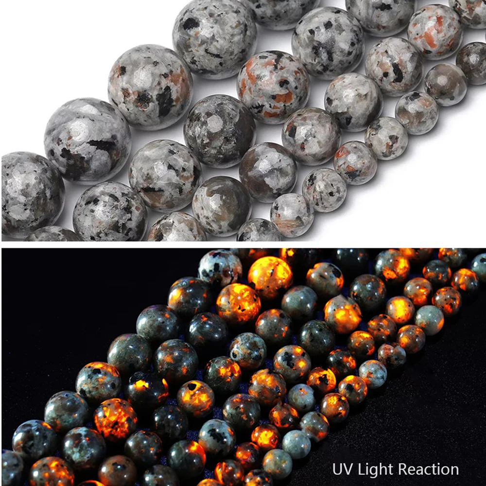 

1 Strand Natural Yooperlite Stone Beads 6/8/10/12mm Round UV Glowing Fire Stone Bead for DIY Bracelet Jewelry Making Accessories