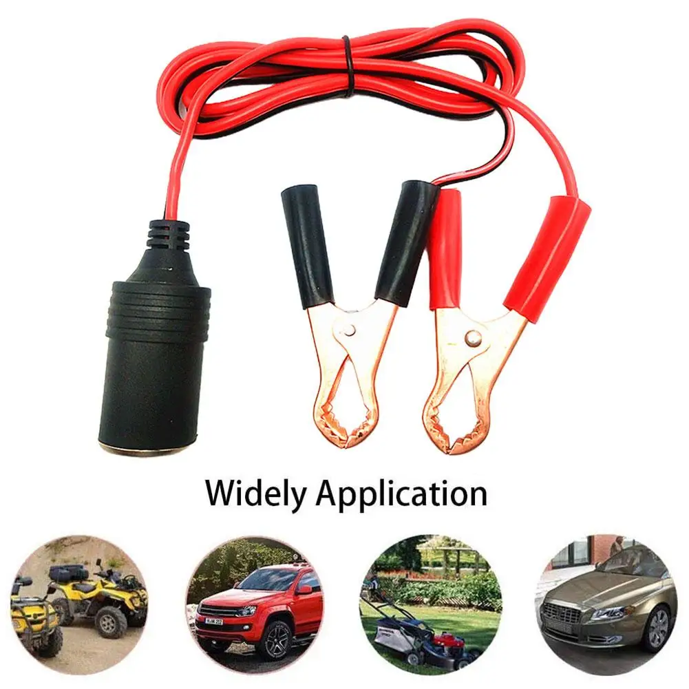 12V Power Car Cigarette Lighter Female To Alligator Clip Extension Connector To Terminal Clip-on Battery Adapter Auto Socket New