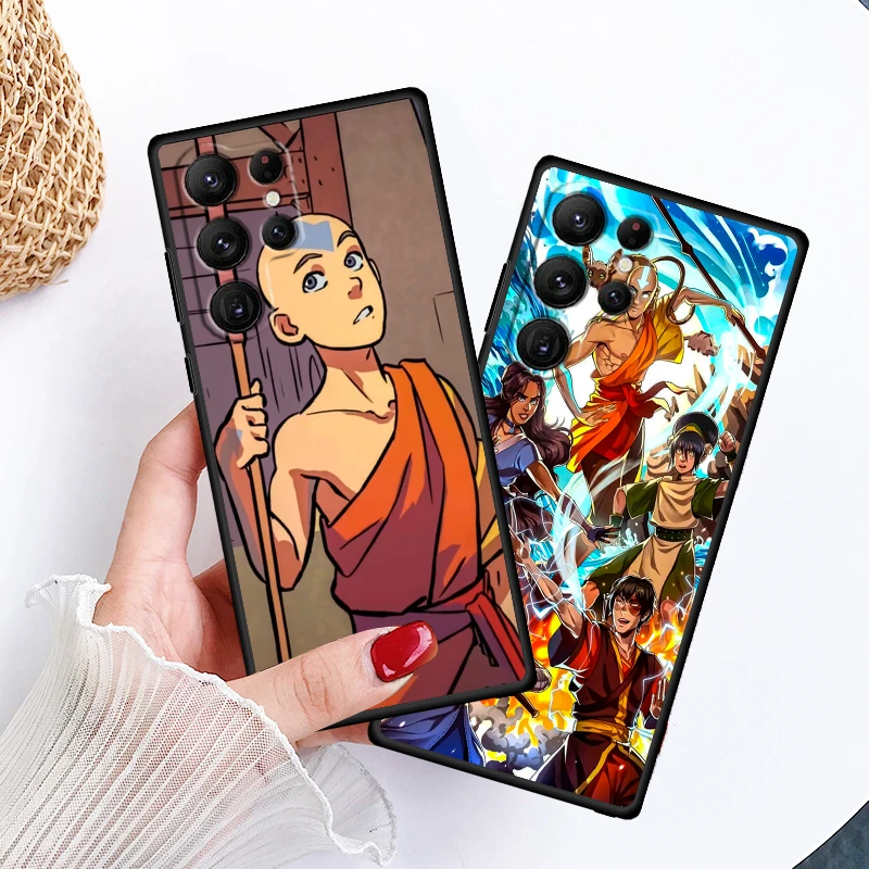 A-Avatars The Last Airbender Cool Cartoon For Samsung Galaxy S24 S23 S22 S21 S20 FE S10 S10E Plus Ultra Pro Lite 5G Black Soft