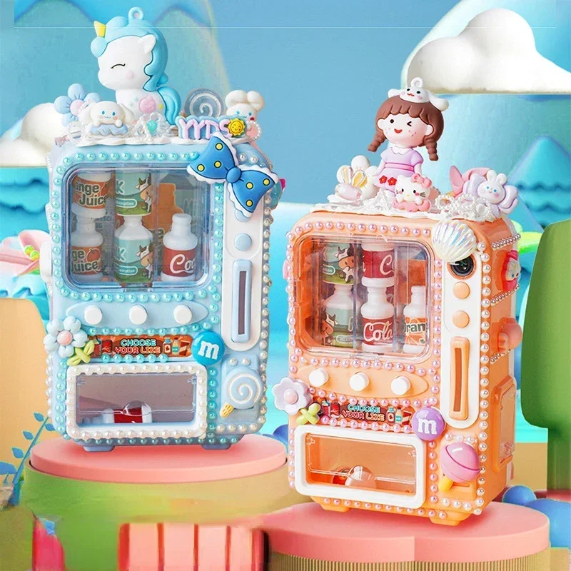 Mini Foods Simulation Self-service Beverage Vending Machine Kids Toys Miniature Dollhouse Accessories Kawaii  For DIY Game