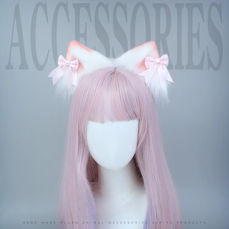 

Lolita Hair Accessories Fluffy Handmade Cat Ear Clips Kawaii Hairpins Fashion Party Headwear Soft Faux Fur Multi Color