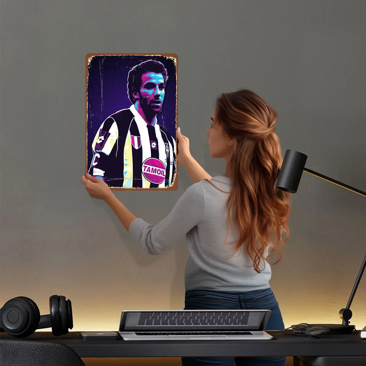 روبرتو باجيو الرياضة الرجعية لاعب كرة القدم ملصق معدني جدار ديكور مخصص معدن القصدير علامات لغرفة الديكور جدار الفن