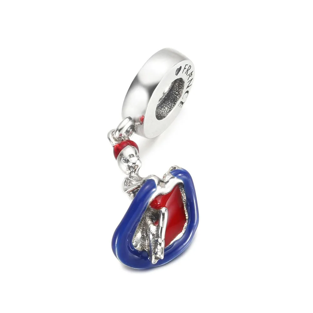 925 Sterling Silver Bead French Cancan Dancer Brasil Flip Flop Dangle Charm For Fashion Women Bracelet Bangle Gift DIY Jewelry