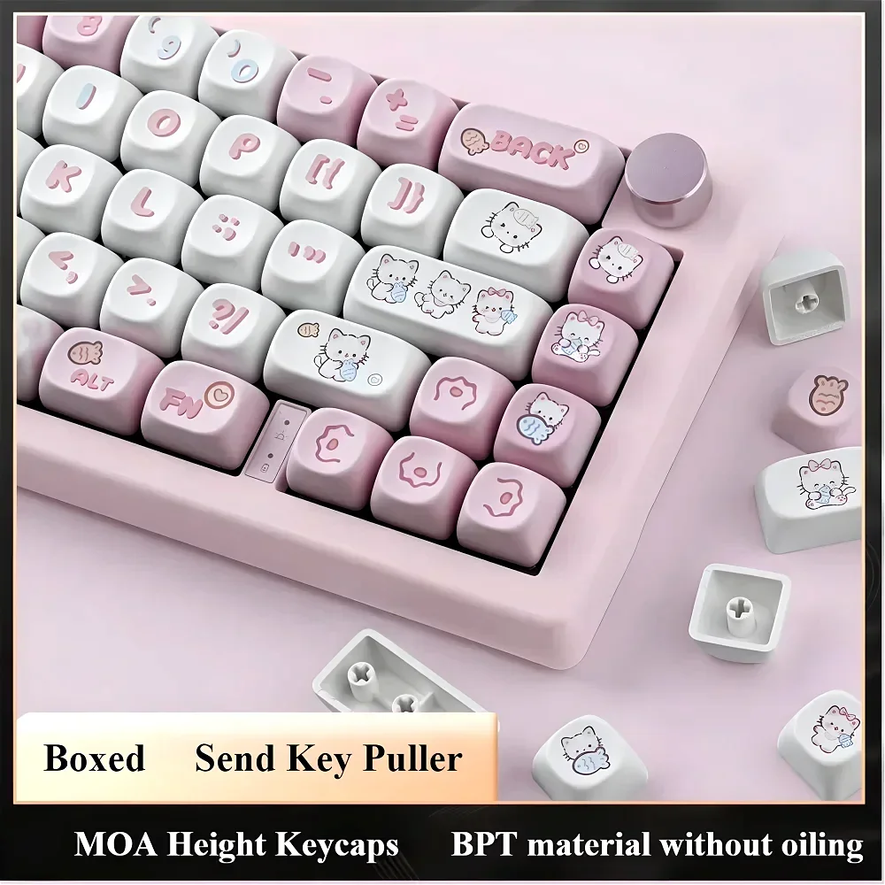 Cat Keycaps MOA height PBT heat sublimation for 68/A75/HI75/84/87/98/99/104/108 mechanical keyboards