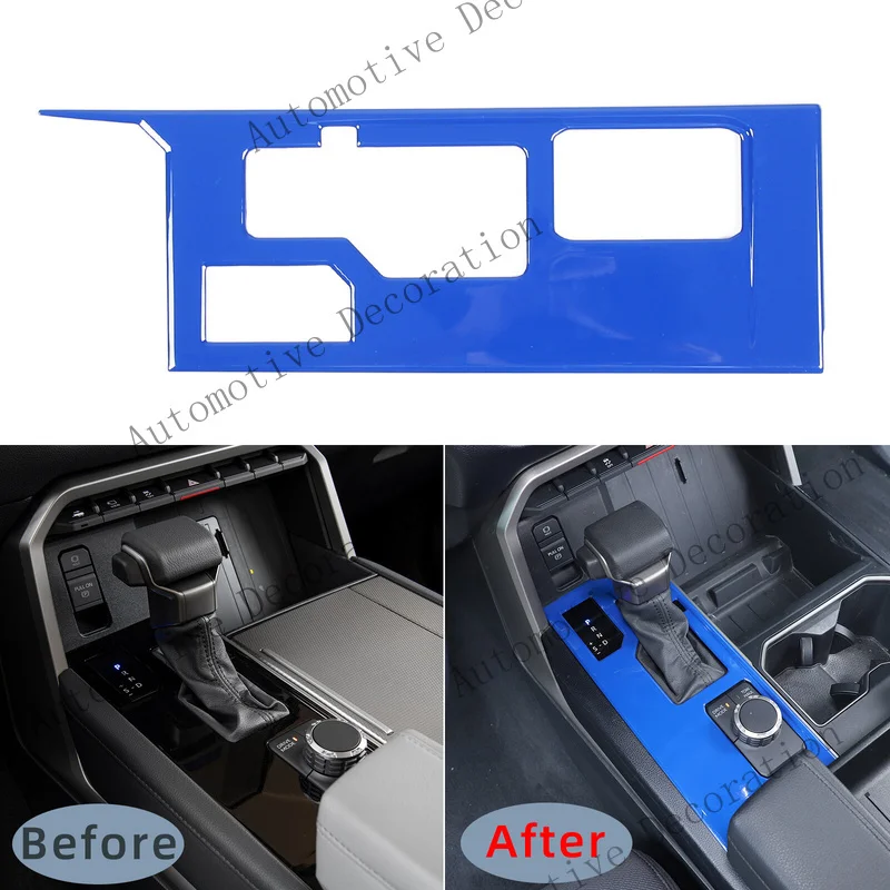 Z+ Blue Carbon Fiber Center Gear Shift Panel trim Cover for Toyota Tundra 22-26