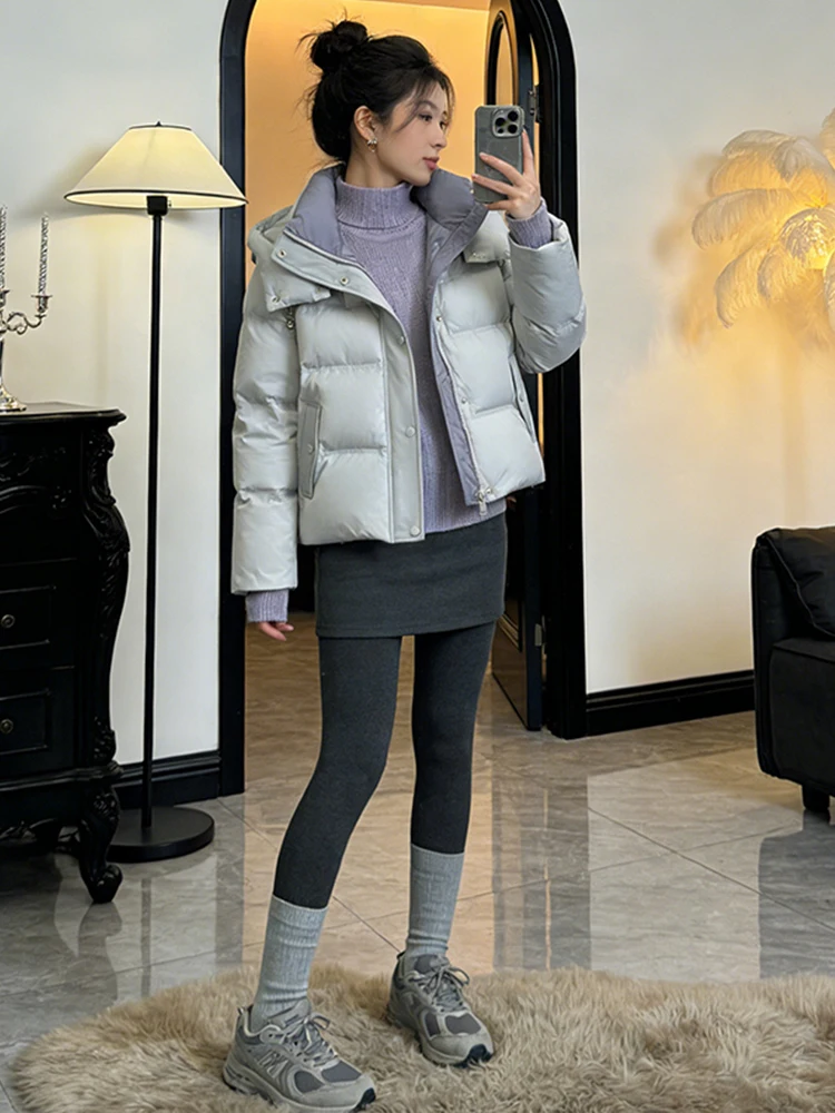 Faionable Commuter Sle Damen-Wintermantel, flauschige Baumwolle, Jaet mit Fce Inner Long Sve, Reißverschluss, Kapuze