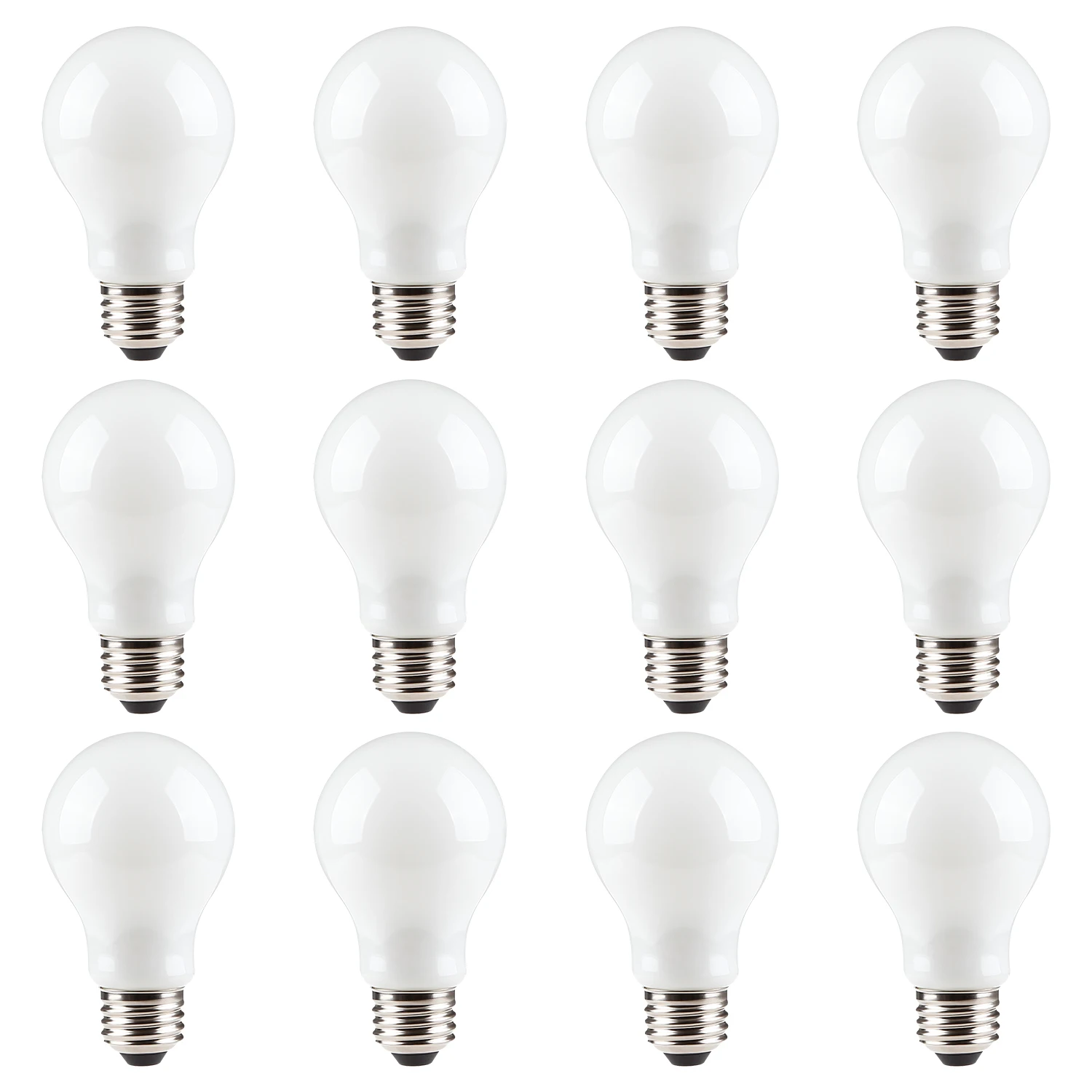 

12 Pack 9W LED Dimmable A19 Filament Light Bulb, Milky Frosted Glass Housing, 60W Equivalent, 5000K Daylight, E26 Base