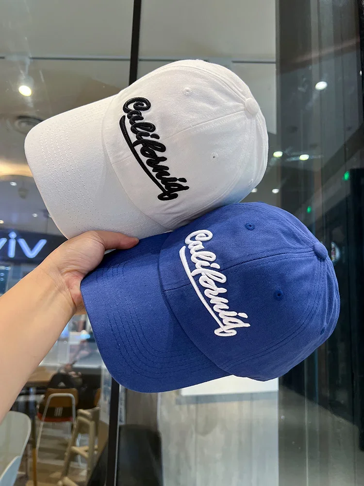 

Embroidered Letter Baseball Cap Men's and Women's Face-Showing Little Wild Sports Sunhat Washed Cotton Peaked Cap