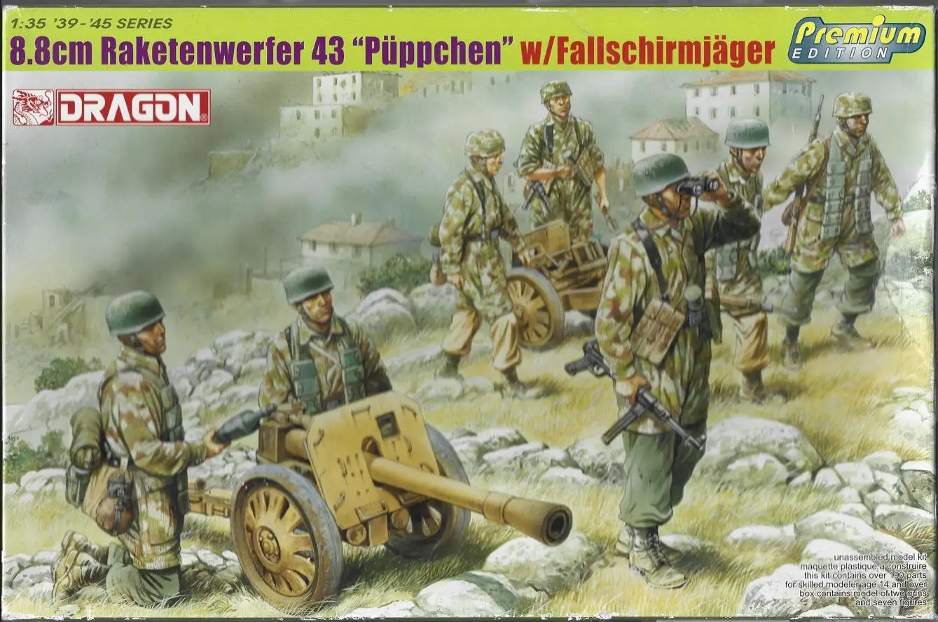 

DRAGON 6528 1/35 8.8cm Raketenwerfer 43 `Puppchen` w/Fallschirmjager Model Kit