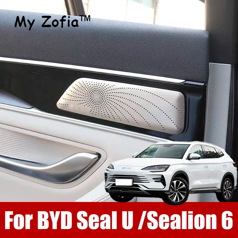 For BYD Seal U Sealion 6 Song Plus 2024 2025 Speaker Cover Stainless Steel Door Audio Interior Patch Audio Decorative Frame