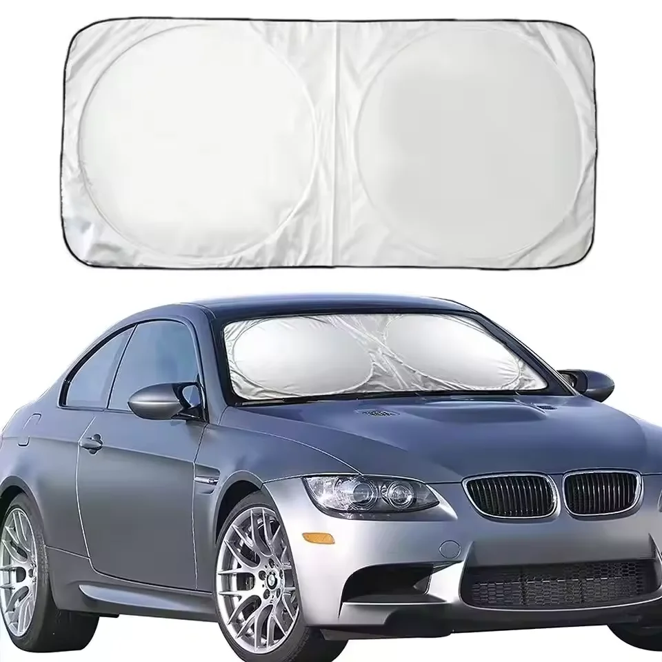 Car Sun Shade - Foldable Sun Car ShieldCoated Silver Cloth ReflectivePolyester Material Blocks 99% UV Rays, Fits Most Cars