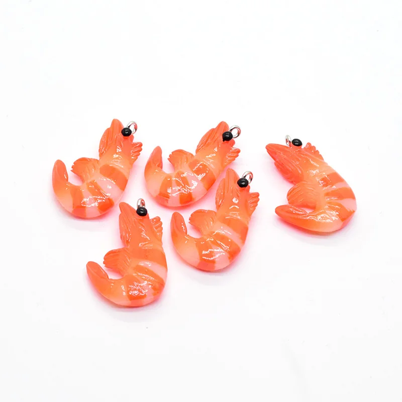 10 pz Kawaii simulazione aragosta gamberi resina Charms oceano animale ciondolo per orecchino portachiavi artigianato fai da te creazione di gioielli