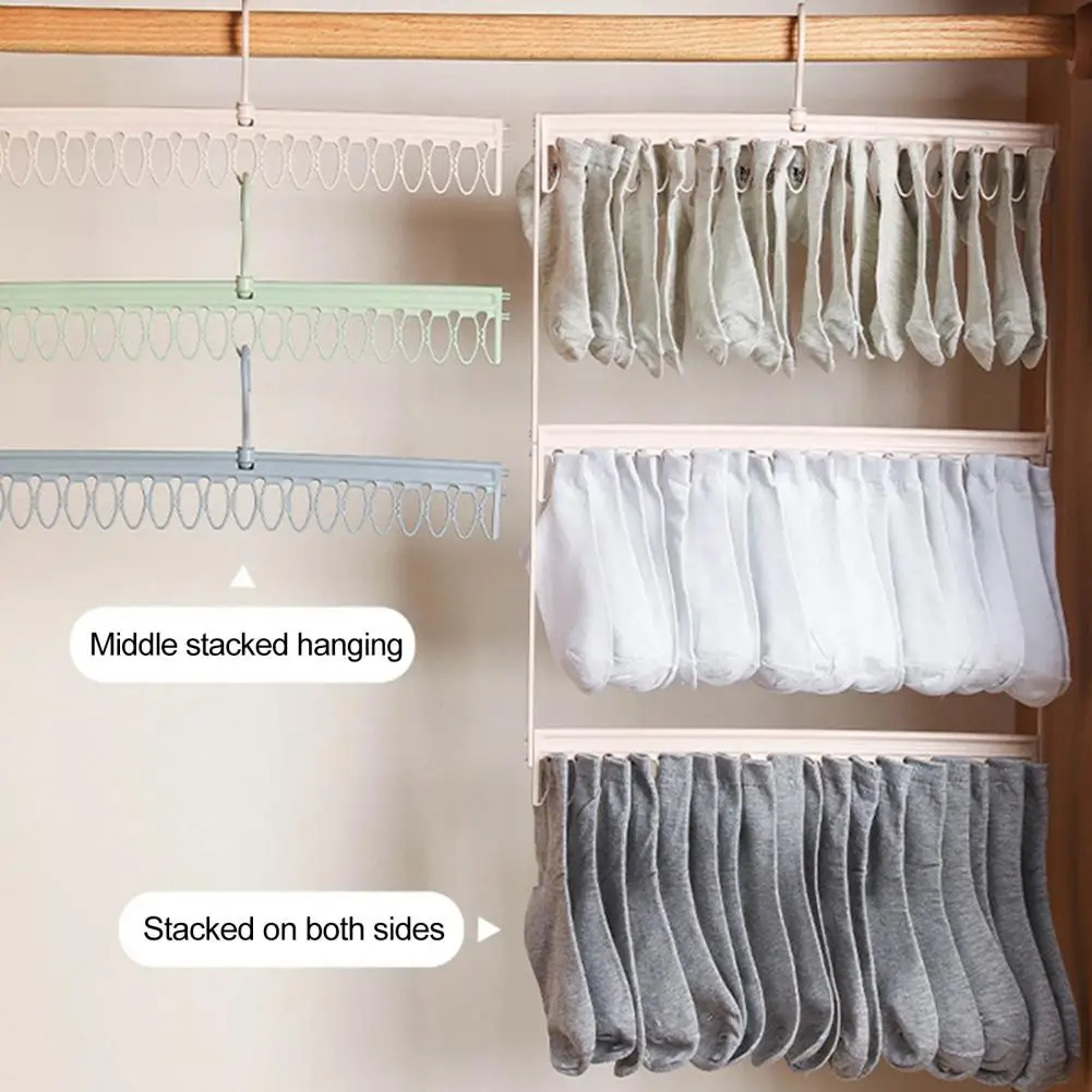 Socks Underwear Drying Rack With Rotatable Hook Strong Load-bearing Windproof Clothes Drying Hanger Rack Laundry Airer Hanger