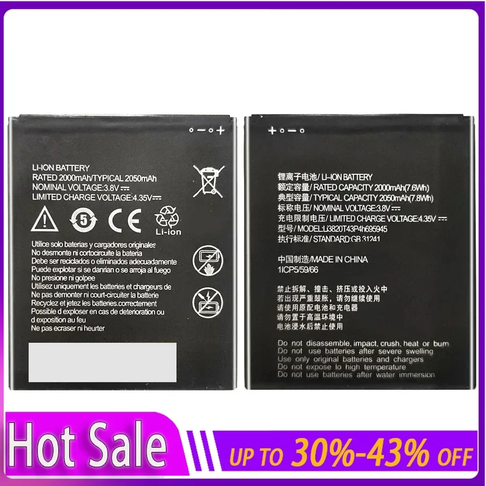 Li3820T43P4h695945 2050mAh Mobile Phone Battery  for ZTE Blade L8 / A3 2019 Portable Batteries Batteria Warranty + Track Code