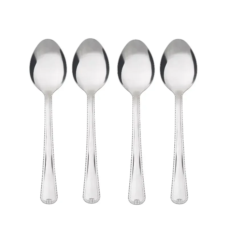 Lace Stainless Steel Dinner Spoon, 4- Piece Set, Silver