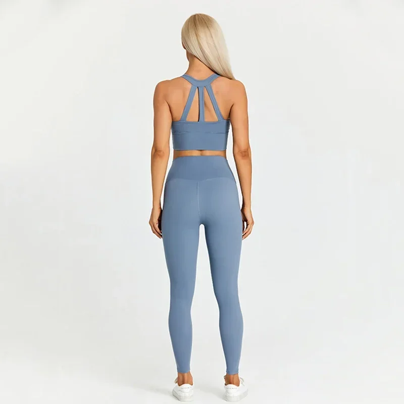 ABS LOLI-Conjunto de Yoga para mujer, ropa de gimnasio, ropa deportiva de entrenamiento, sujetadores deportivos con tirantes, Leggings de cintura