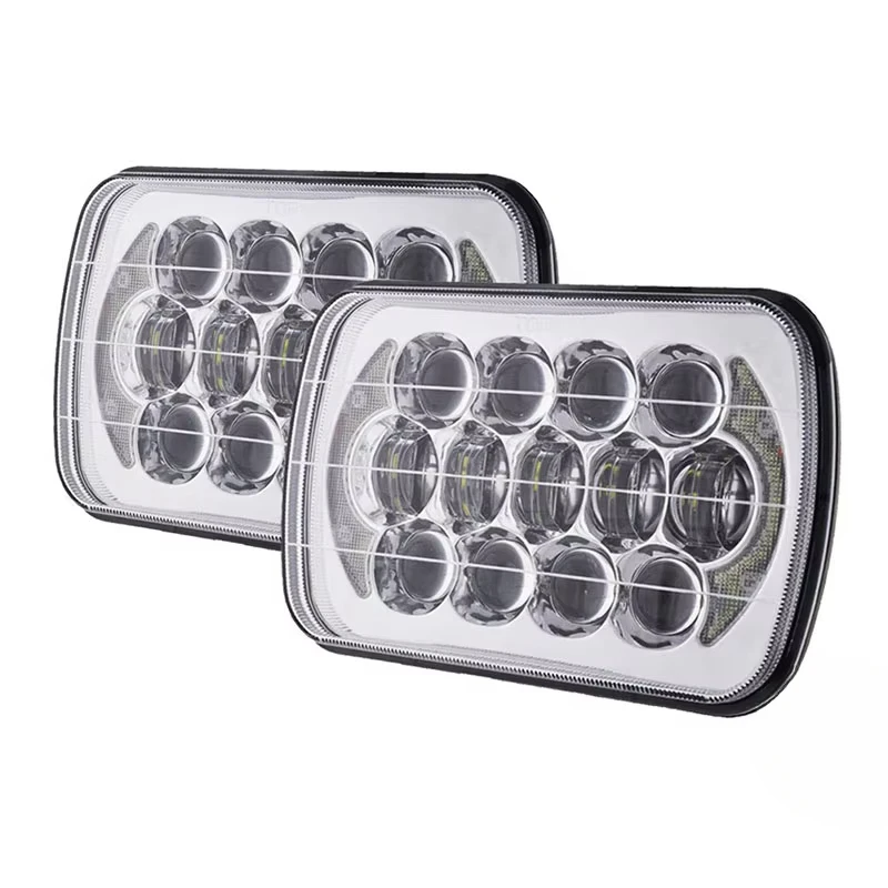 For Jeep Wrangler YJ XJ LED 7 Inch 105W 5X7 7X6 Inch Rectangular Sealed Beam Square LED Headlight With White DRL Turn Signal