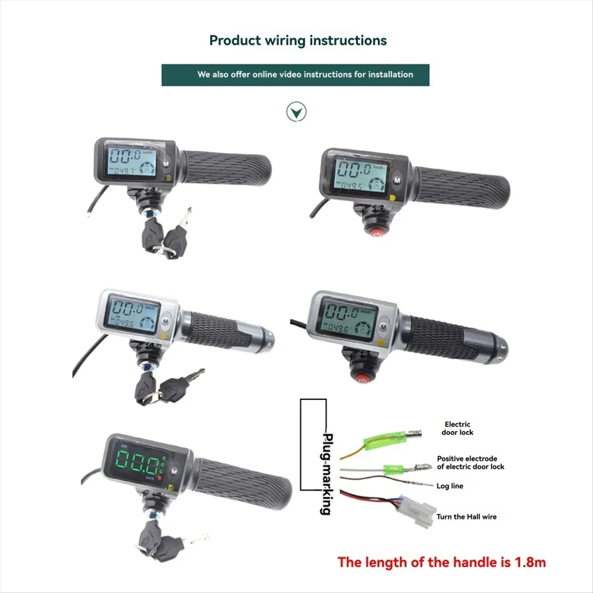 ABJV 1 زوج دراجة كهربائية خنق قبضة مع شاشة الكريستال السائل 36-60 فولت سرعة التحكم خنق ل E-الدراجة سكوتر مسرع