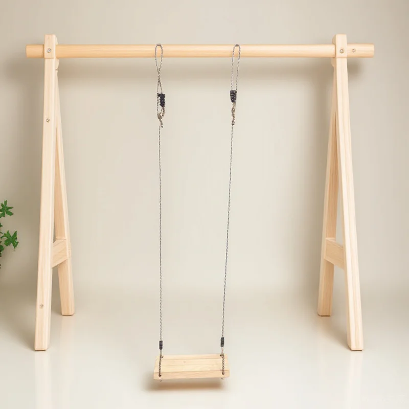 Pine Wood Swing For Kids, Sturdy Outdoor Indoor Hanging Swing For Garden Porch Yard, Children