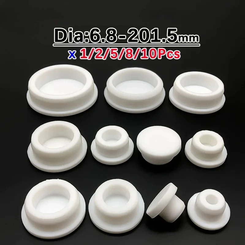 

White Silicone Rubber Hole Plugs Blanking End Cap Pipe Inserts Bungs Seal Cover T Type Stopper Dustproof Plug Bore 6.8mm-68.6m