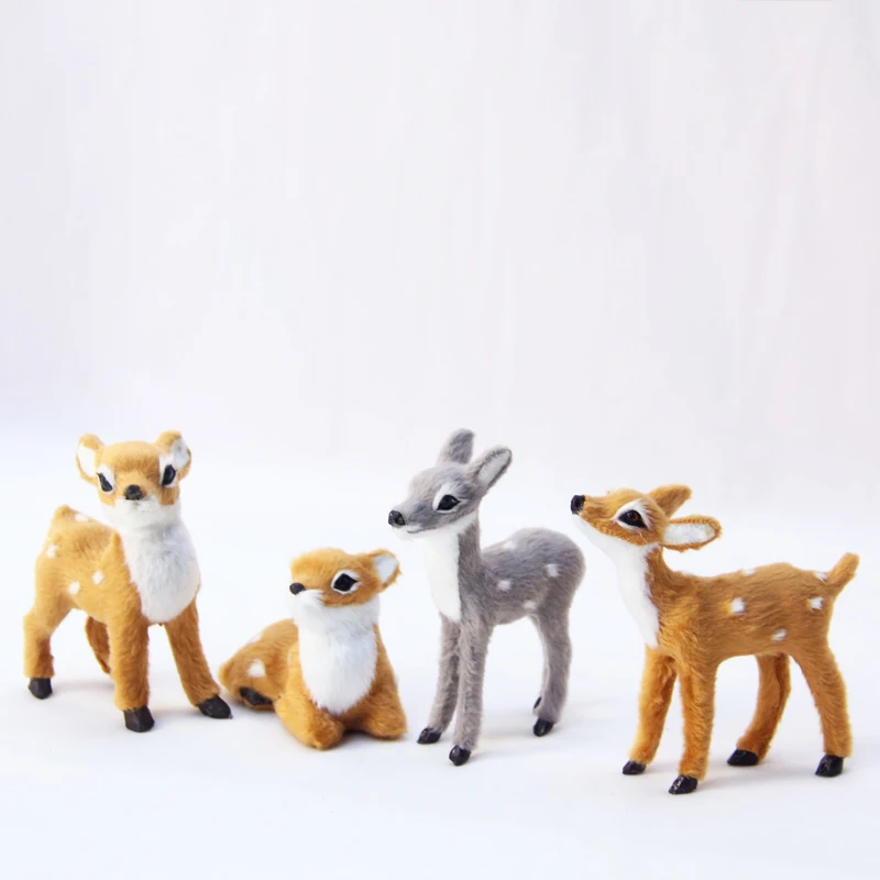 Simulation Small Deer Christmas Deer Ornaments Fairy Garden Miniatures Animal Model Mini Reindeer For New Year Party Gifts