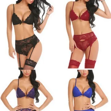 

Women's Thong Set Sexy Bodysuit Lace Underwire Female Sexy Costumes Women Bra And Panty Garters Sexy Lingerie Sets