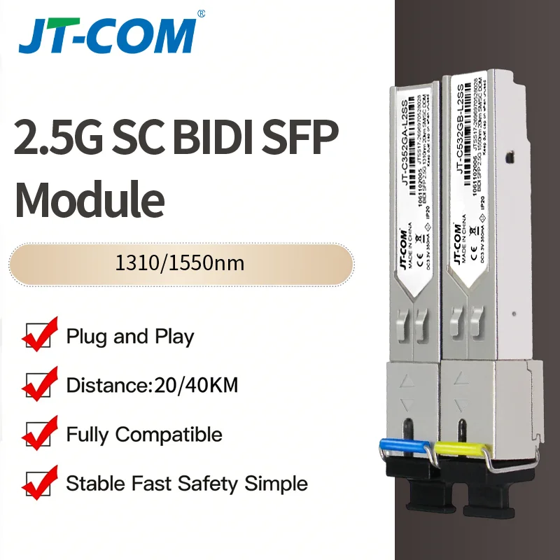 1Pair 2.5G SC SFP Module Gigabit DDM BIDI 2.5G Fiber Tranceiver SFP Module Compatible with Mikrotik Cisco Switch