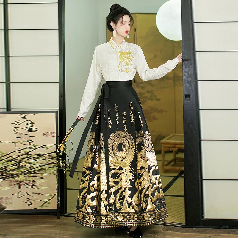 horse-face-skirt-hanfu-original-chinese-ming-dynasty-women's-traditional-dress-embroidered-skirt-daily-horse-face-pony-skirt